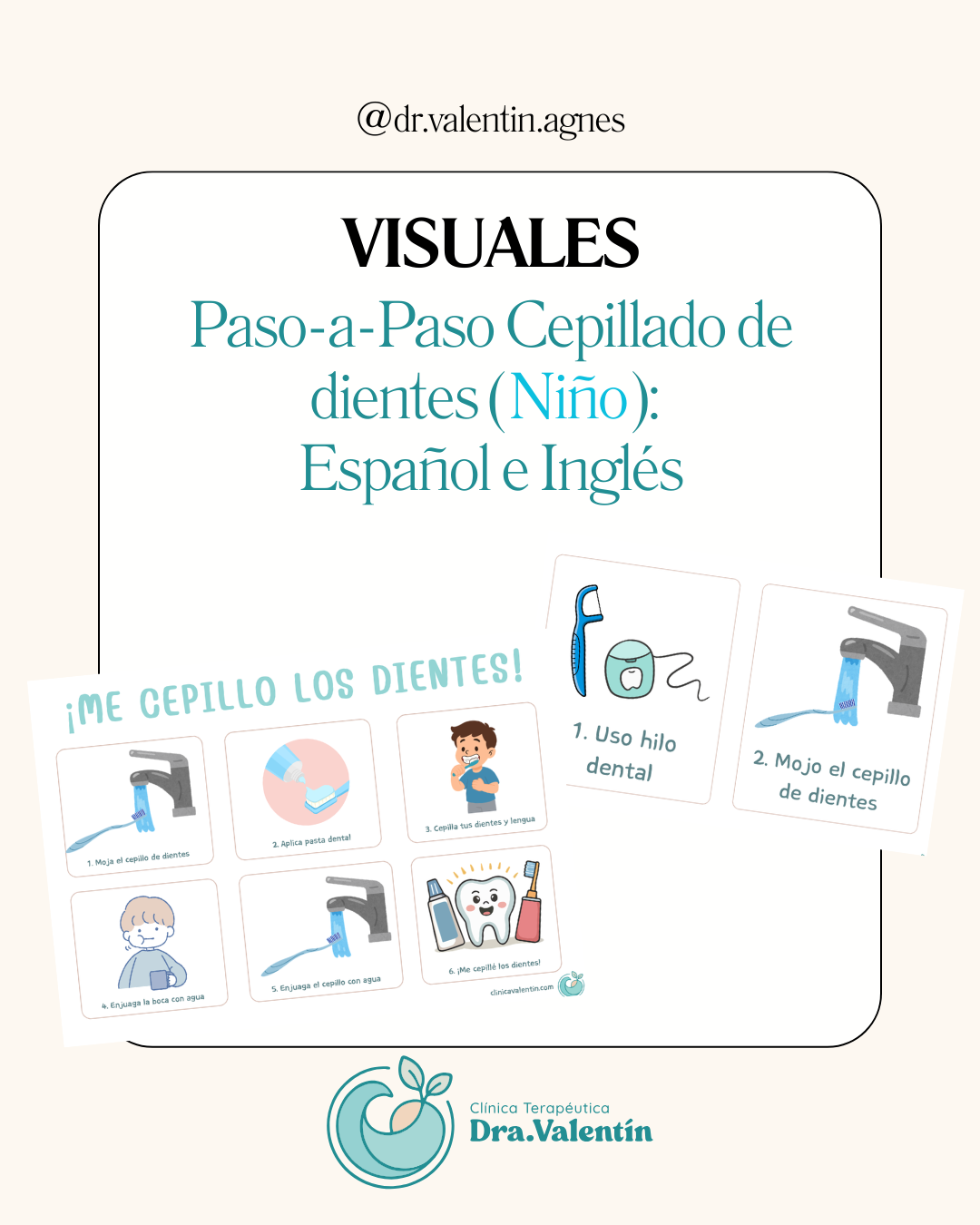 Visuales Paso-a-Paso Cepillado de dientes (Niño): Español e Inglés